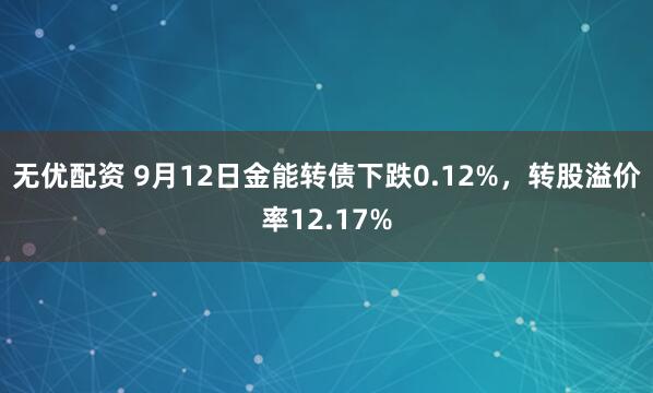 无优配资 9月12日金能转债下跌0.12%，转股溢价率12.17%